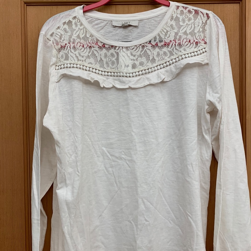 LOFT Off White Long Sleeve T-Shirt